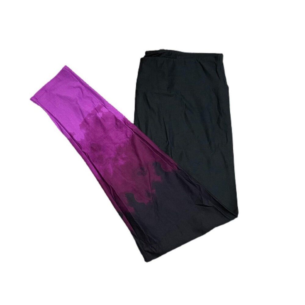 NEW LuLaRoe TC Dipped Purple Pink‎ Ombre Leggings Black Stretch Comfy Yoga Band